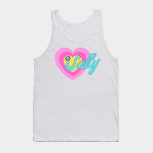 Sally in Colorful Heart Illustration with Evil Eye Tank Top